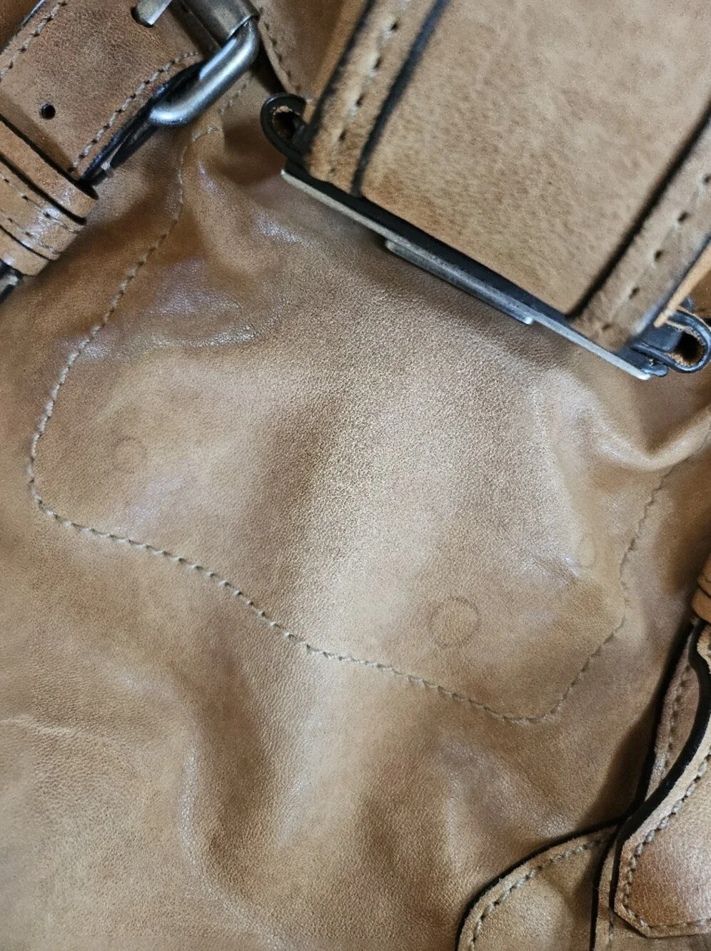 Vtg 2010 Juicy Couture Tan Leather Hobo Shoulder Bag Pad Lock Series Nice